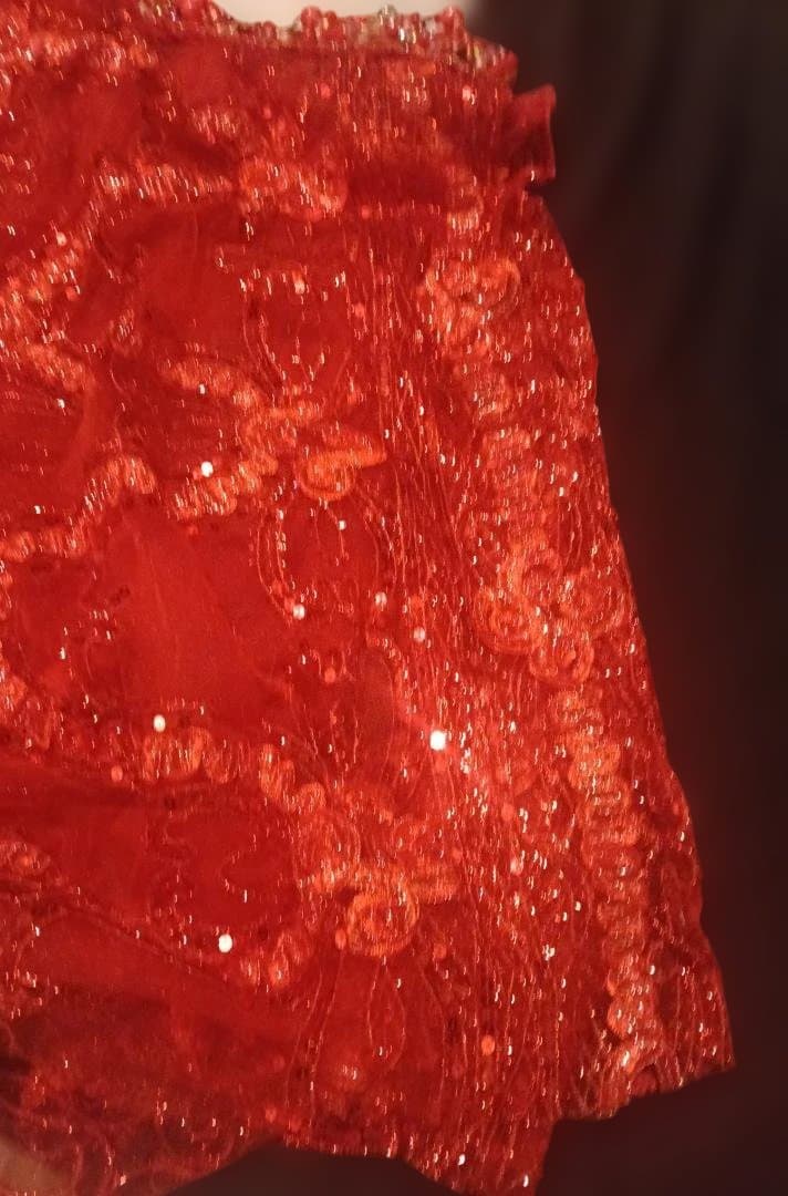 【新品Sale】エジプト製デザイナーズベリーダンス衣装セット赤《花》