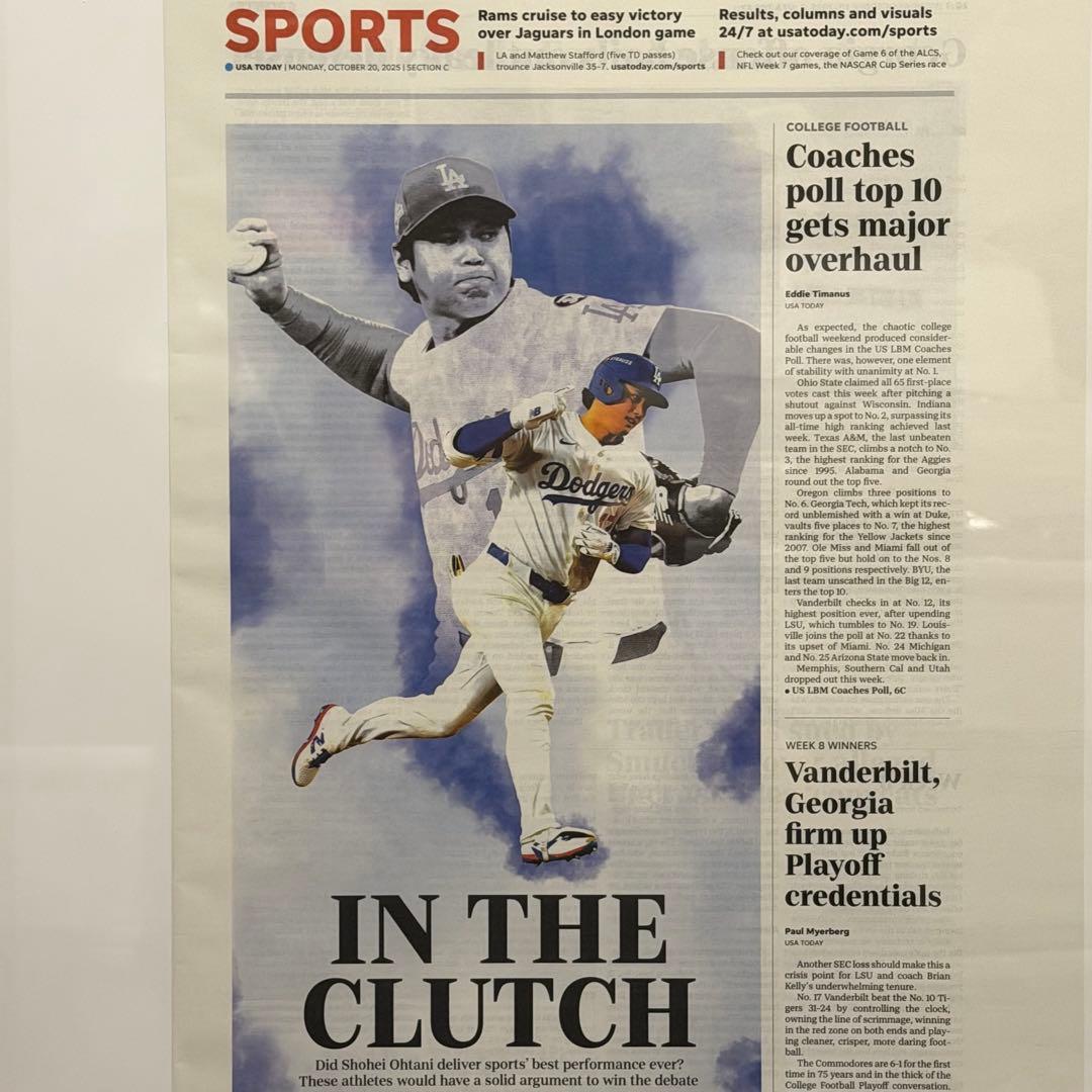 超激レア！USA Today【ドジャース 大谷翔平 伝説の試合】額縁入り