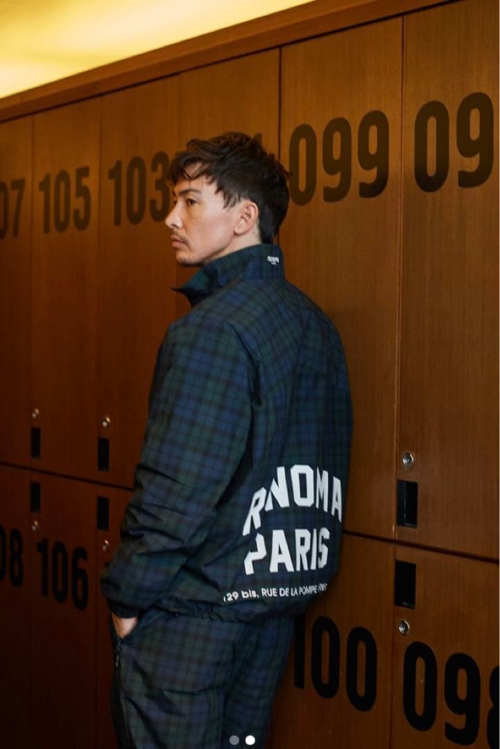 renoma ネイビー・チェック ナイロンジャケット・パンツセット