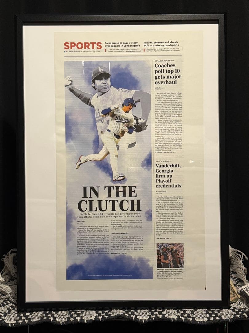 超激レア！USA Today【ドジャース 大谷翔平 伝説の試合】額縁入り　②