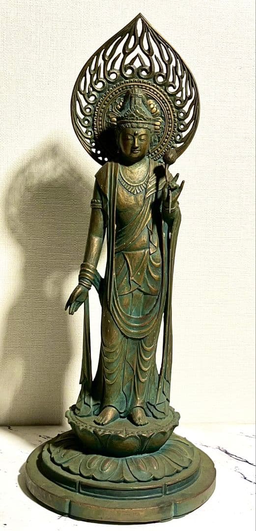 松久宗琳　大仏師　聖観音菩薩像 銅像 セット アンティーク 293／1000