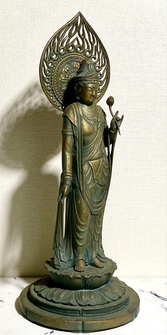 松久宗琳　大仏師　聖観音菩薩像 銅像 セット アンティーク 293／1000
