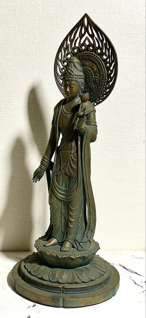 松久宗琳　大仏師　聖観音菩薩像 銅像 セット アンティーク 293／1000