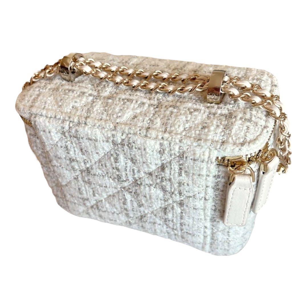 【新品未使用】 CHANEL ツイード 白 ホワイト チェーン バッグ