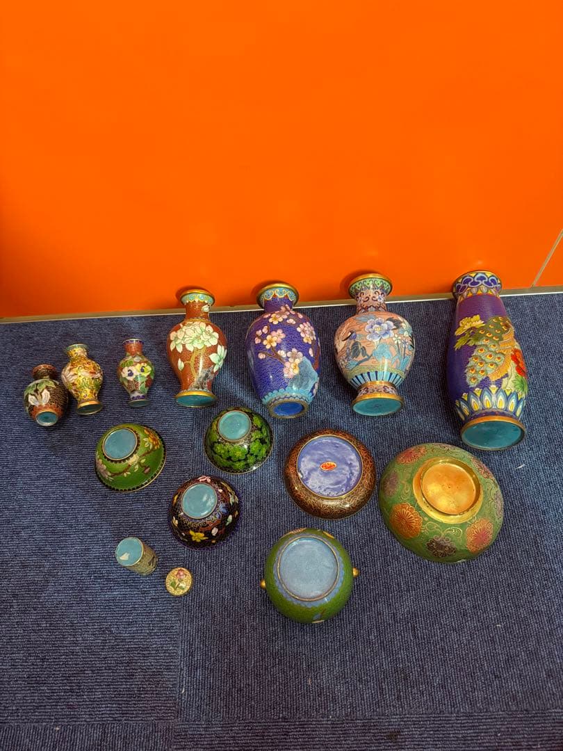 1840  七宝焼　景泰藍　まとめ売り　合計14個　時代物