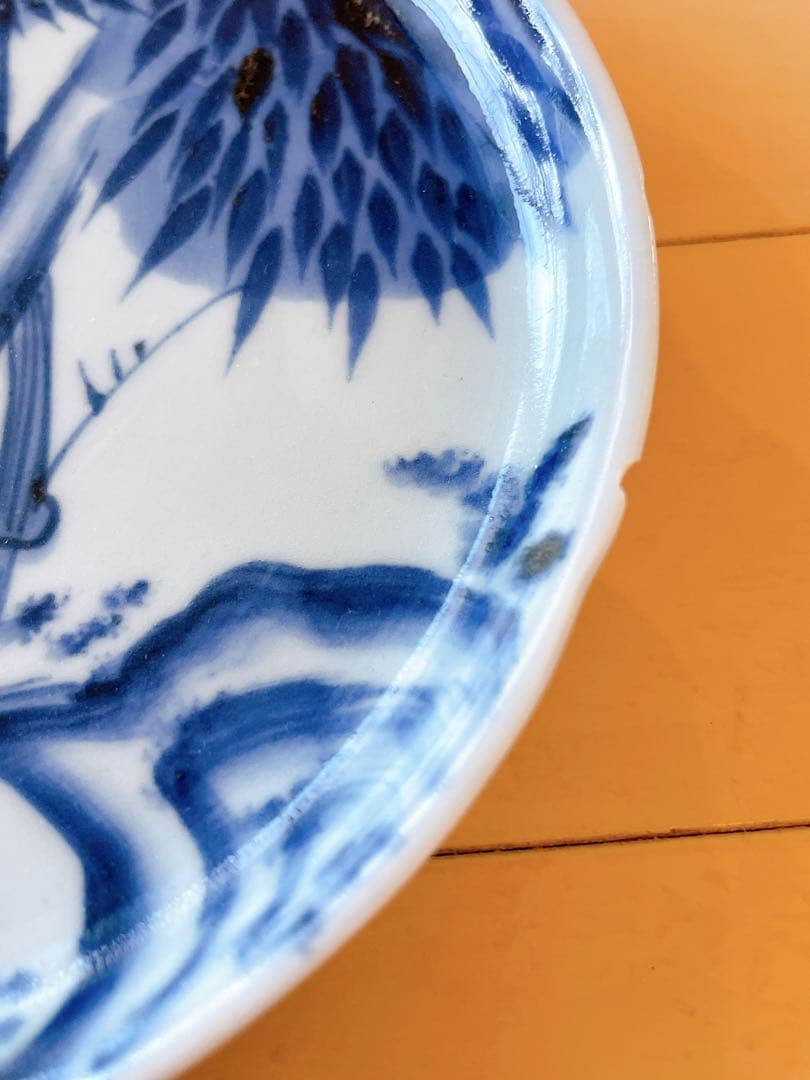 稀少 古伊万里 染付 竹文様 中皿 5客セット 江戸時代後期 手描き 骨董品