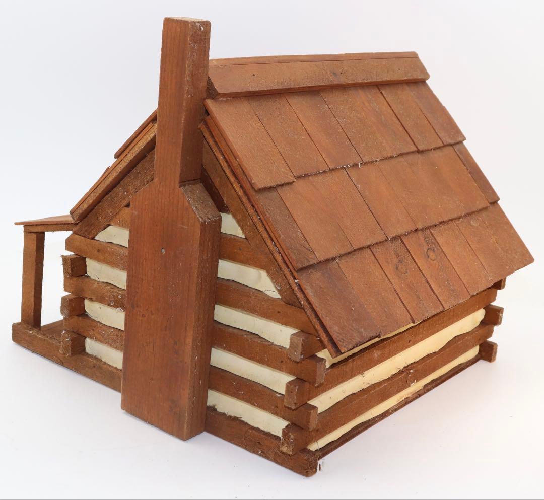 カントリー・アート 木製ミニチュアログハウス風小物入れ