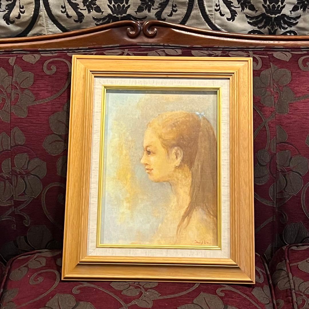 少女　上尚司　油彩画　真作　girl Japanesetraditional