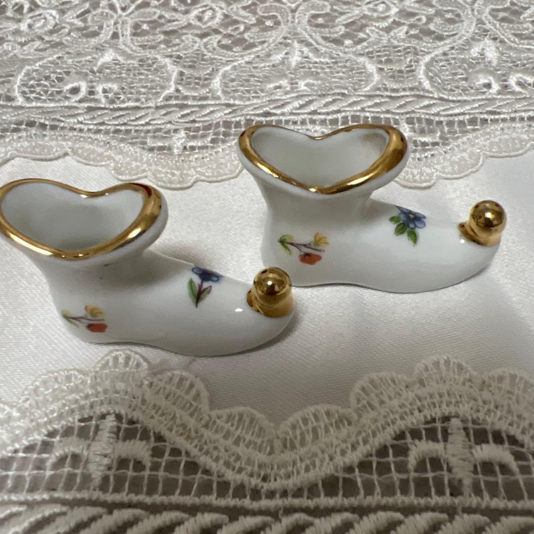 リモージュ　アンティーク　ミニチュア　ブーツ　２個セット