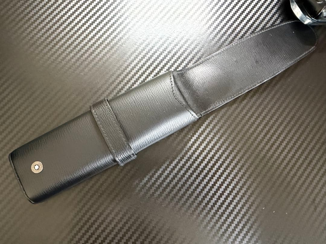 未使用に近い モンブラン レザーペンケース 2本差し ブラック 箱 袋 書類付き