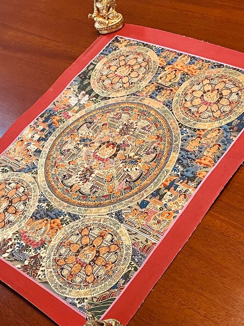 チベット密教 手描き曼荼羅（マンダラ）タンカ 新品・一点物 肉筆画 D5