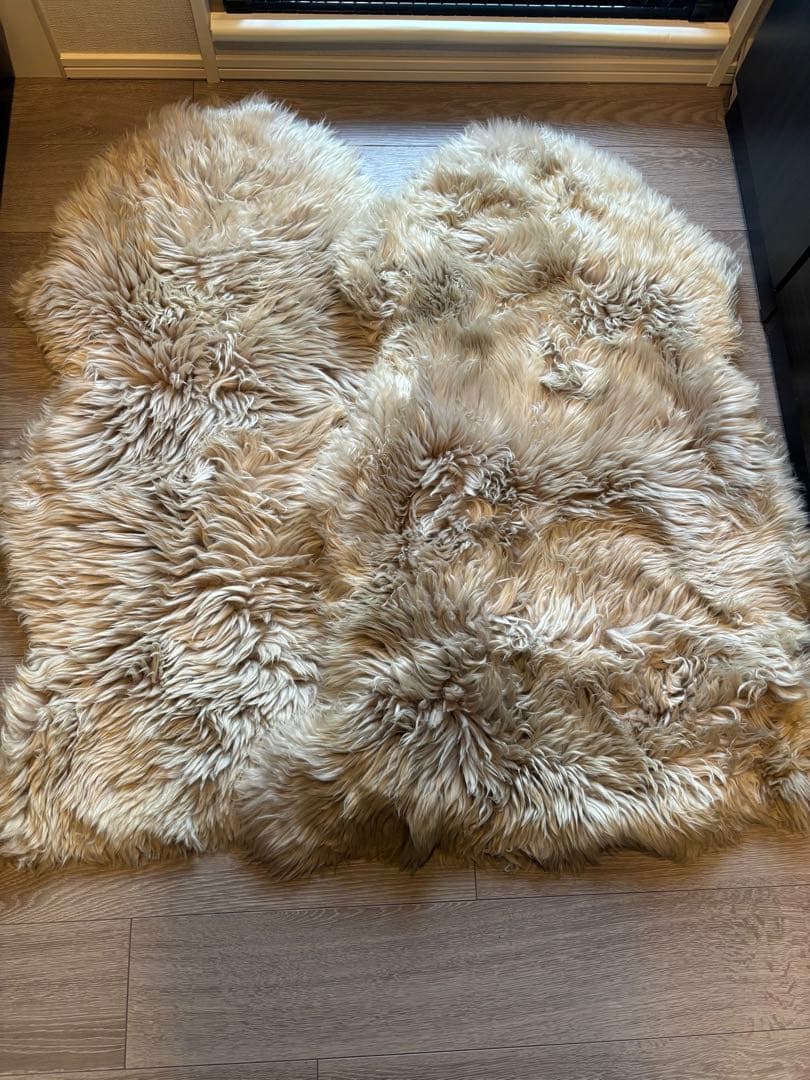 【2枚セット】ムートンラグ　一匹物 本革 天然高級ムートン