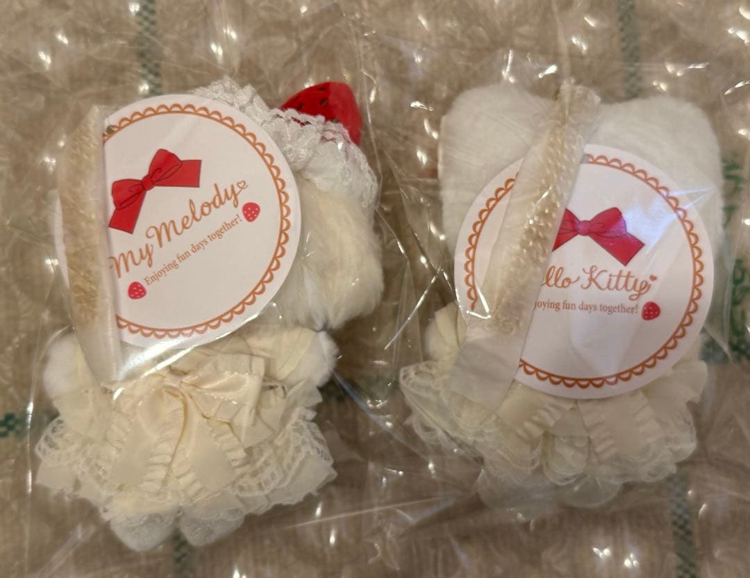 マイメロディ ショートケーキ マスコット バッグチャーム マイメロ キティ　2点