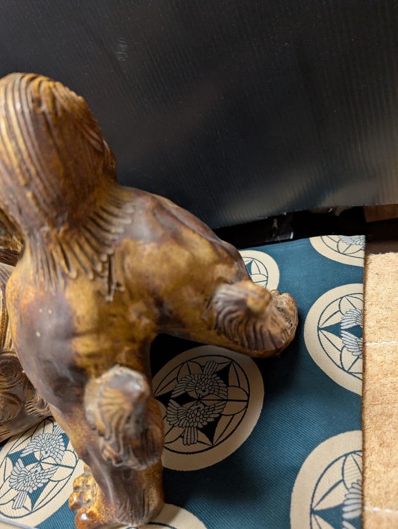 陶器製 獅子（シーサー） 約20cm年代物