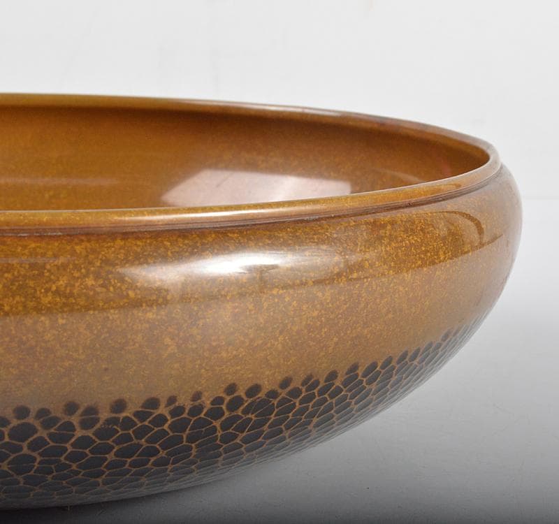 彫金家　平安　本間寿次作　黄銅製　鎚目　菓子器　灰器転用　共箱　V R4382C