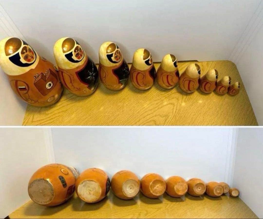 ロシア　ヴィンテージ アーティスト　宇宙モチーフの大きなマトリョーシカ9組