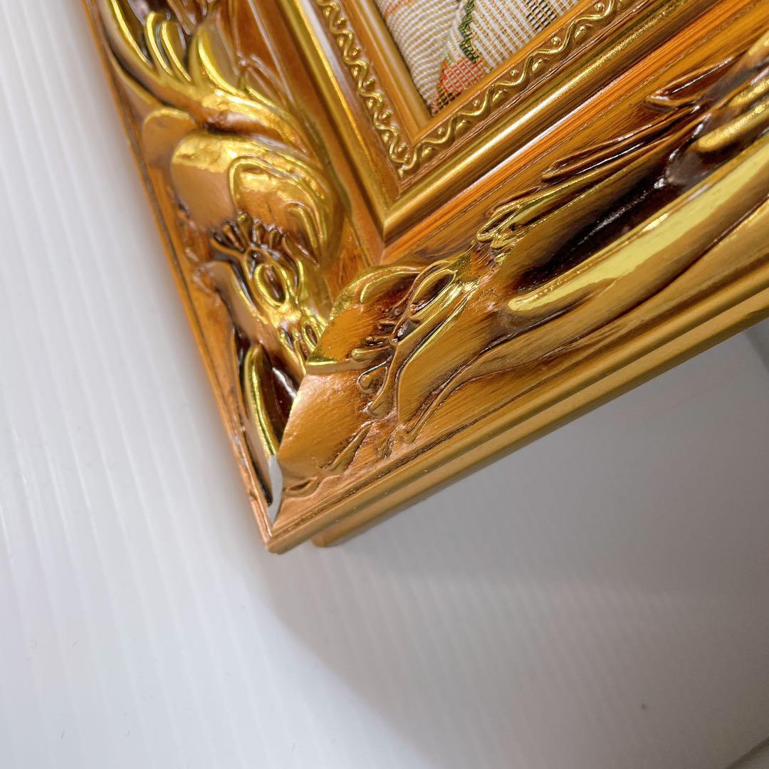 【美品】絵画　『窓から眺める丘』　フランス・ゴブラン織り使用　良質　額絵