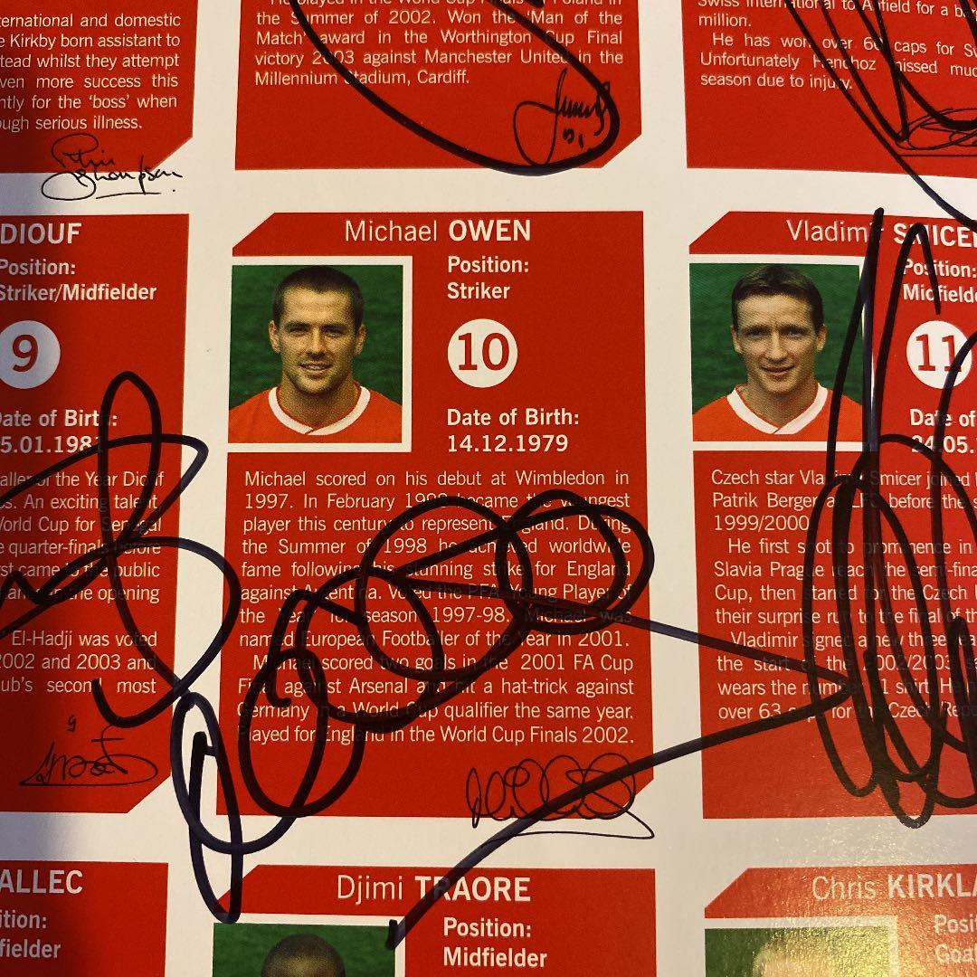 リヴァプール　03-04 直筆サイン入り ポスター　証明書付　LIVERPOOL