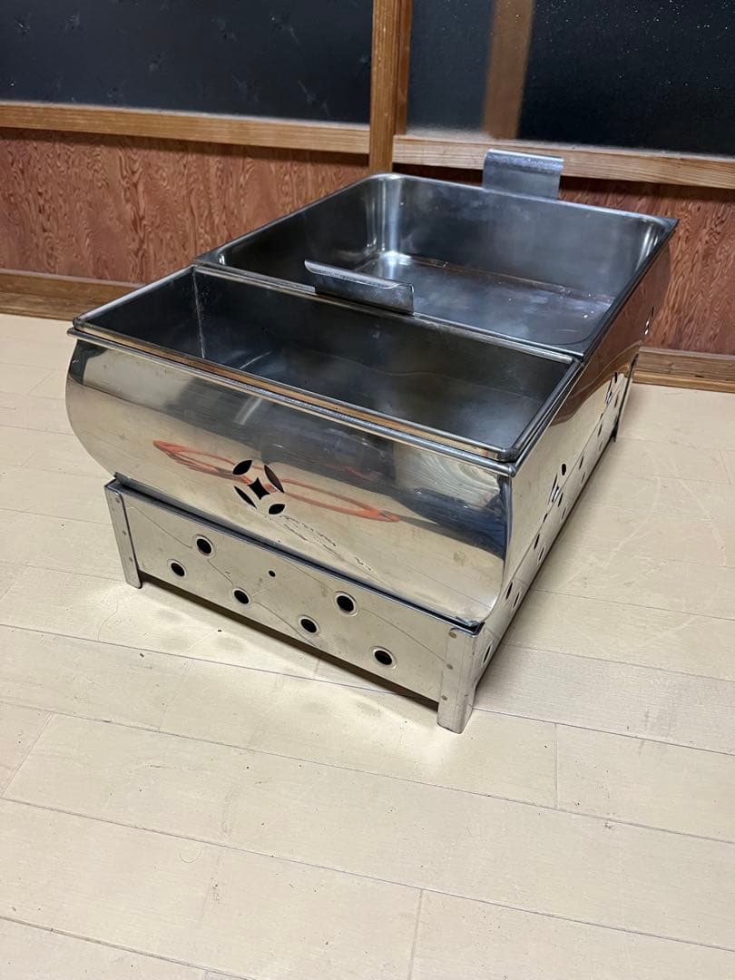 業務用ガス式おでん鍋　2仕切り　lpガス ホース付き　厨房店舗