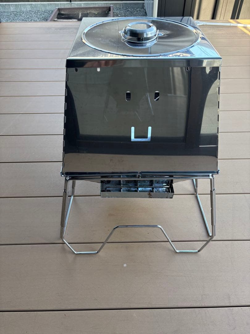 ステンレス バーベキューコンロ 温度計付き