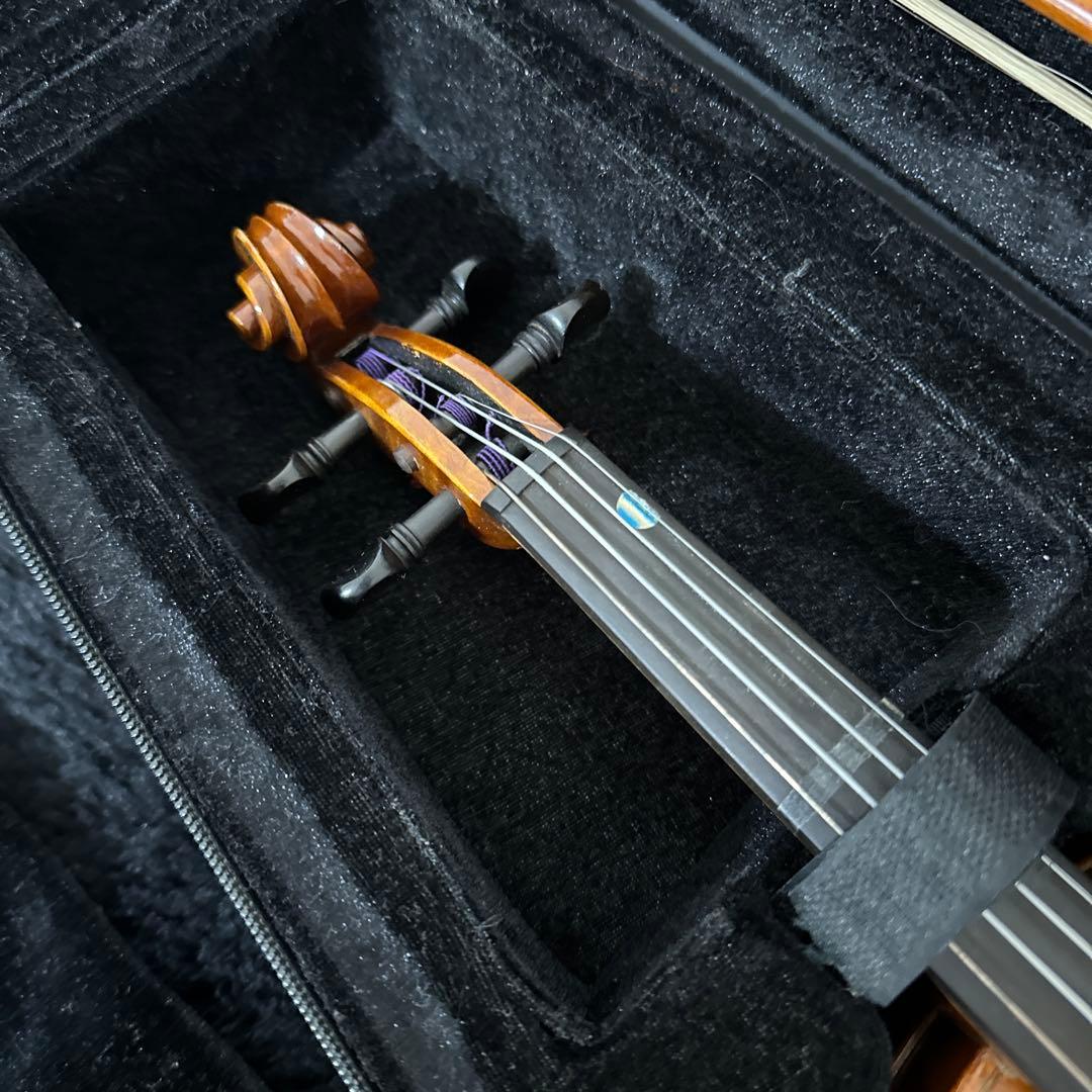 高級 ノーラベル バイオリン 1/4サイズ 弦楽器 虎杢 木目 ケース 弓付属