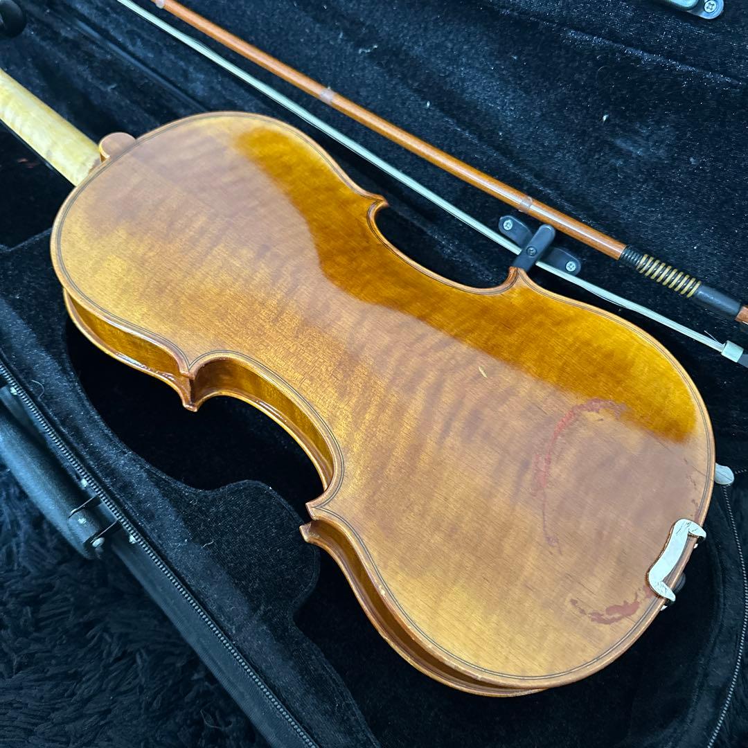 高級 ノーラベル バイオリン 1/4サイズ 弦楽器 虎杢 木目 ケース 弓付属