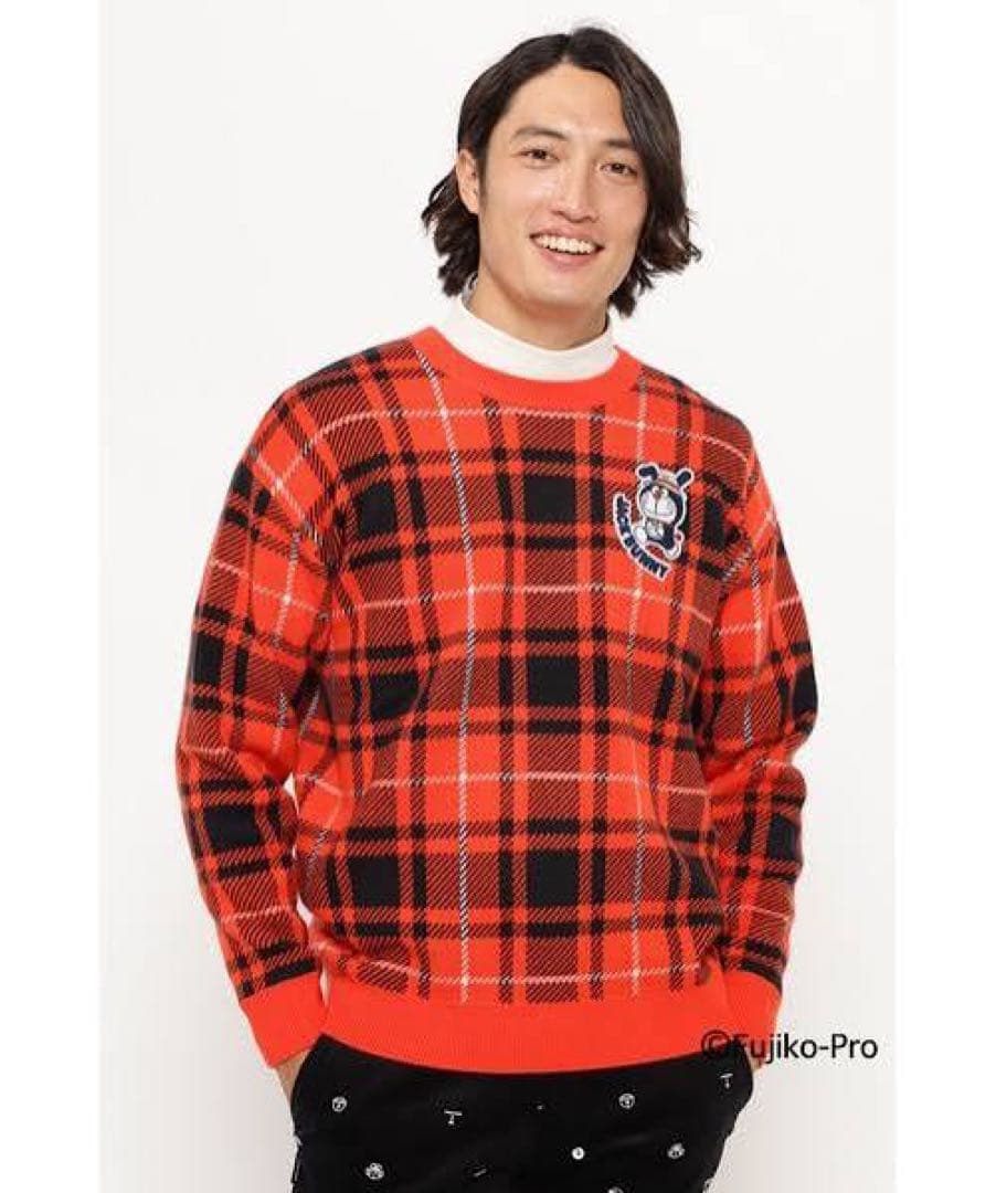 ジャックバニー ドラえもん コラボ Wジャガード ニット セーター オレンジ 4
