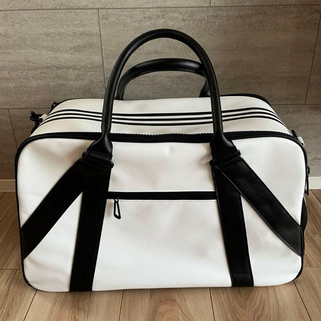 addidas シューズポケット付　合成皮革 ボストンバッグ ホワイト　ゴルフ
