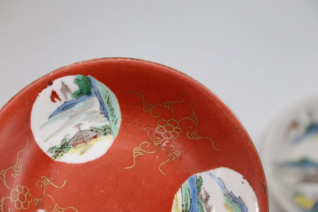 中国　清時代　十錦手小皿5点　木箱入　送料込み250708