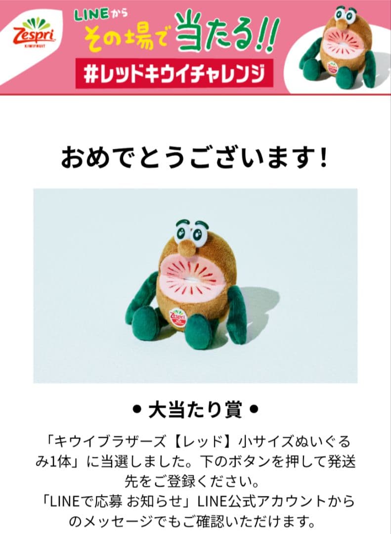 ゼスプリ キウイブラザーズ レッドルビー ぬいぐるみ 大当り 非売品