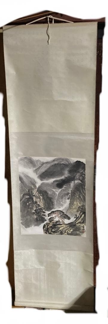 掛け軸　山　松　風景　日本