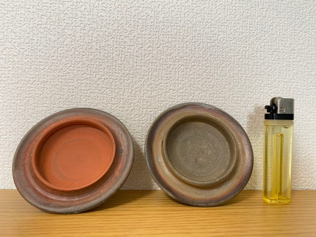 希少　備前焼　蓋付き湯呑みペアセット（木箱）般若心経