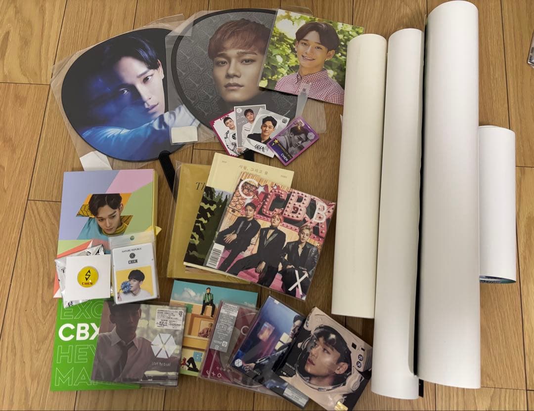 EXO チェン グッズ CD まとめ売り Chen ポスター　うちわ トレカ