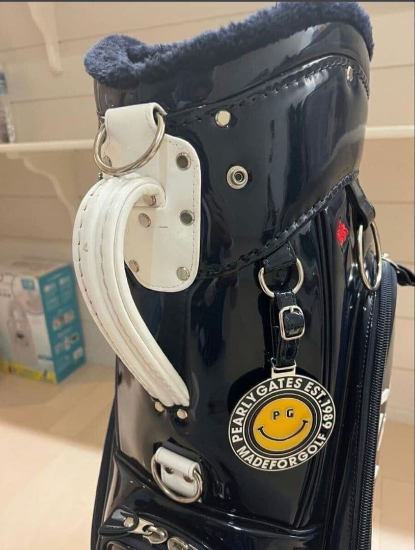 美品 正規品 パーリーゲイツ キャディーバッグ 9.0型 エナメル ネイビー