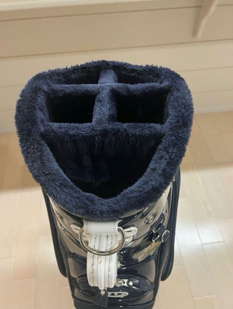 美品 正規品 パーリーゲイツ キャディーバッグ 9.0型 エナメル ネイビー