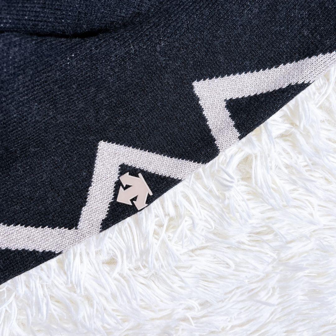 L⭐️デサント　ゴルフ　ウールナイロンジャカードフロントジップセーター　メンズ