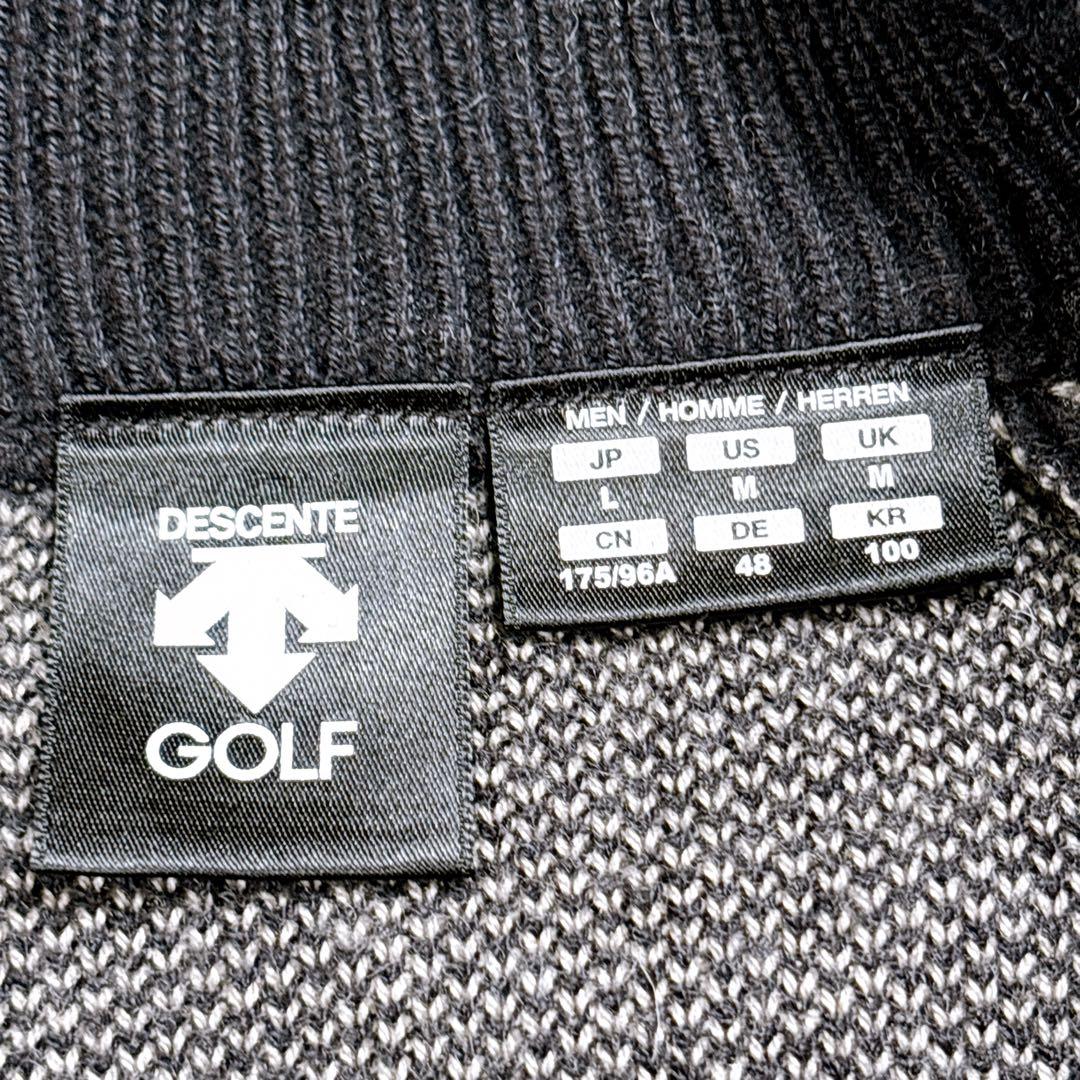 L⭐️デサント　ゴルフ　ウールナイロンジャカードフロントジップセーター　メンズ
