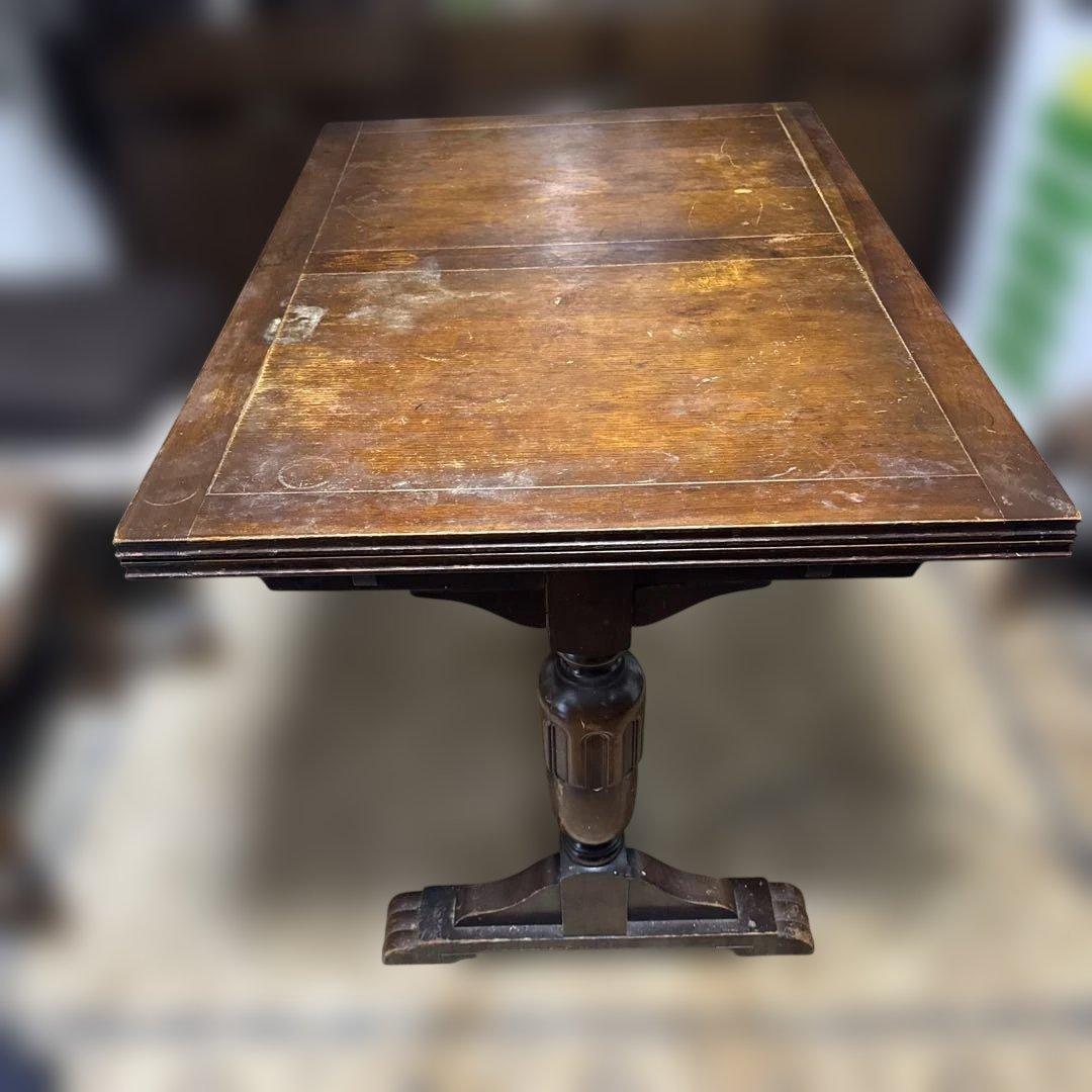 【希少】英国アンティーク オーク バルボスレッグ ドローリーフテーブル 店舗什器