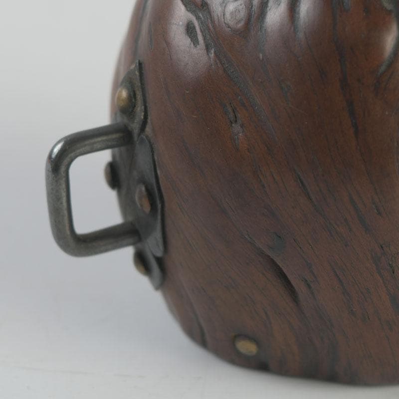 時代提げ物　書道具　唐木瘤木　銅装飾　水滴　時代箱　M　8621