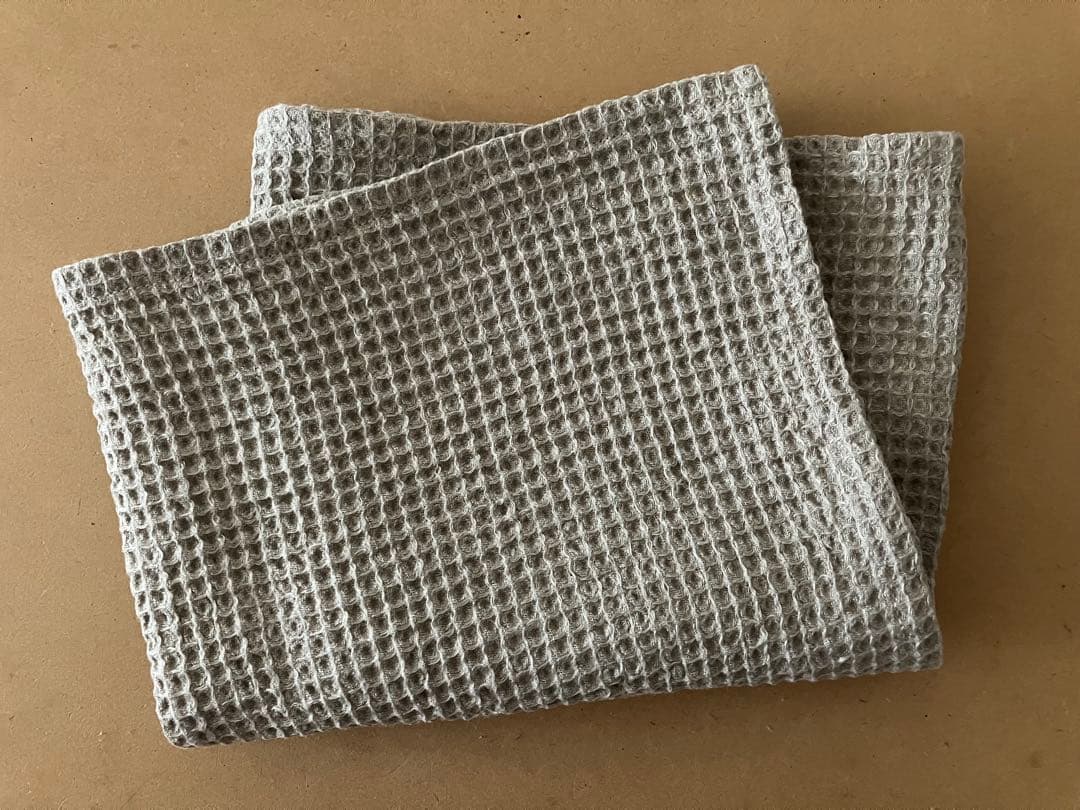 リネン100% ワッフル　バスタオル　ハンドメイド　３枚セット