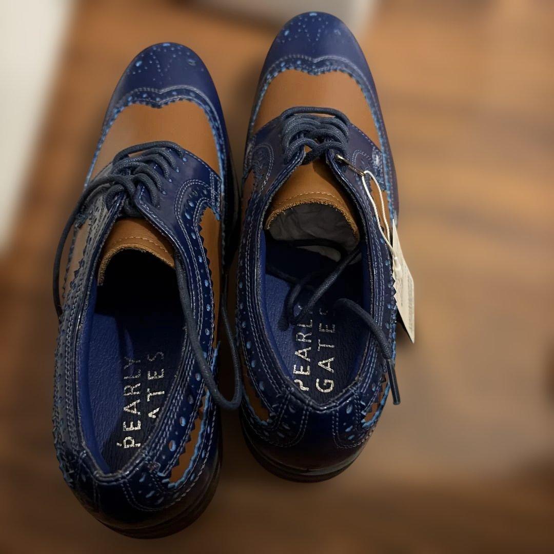 PEARLY GATES ネイビー/ブラウン オックスフォードシューズ