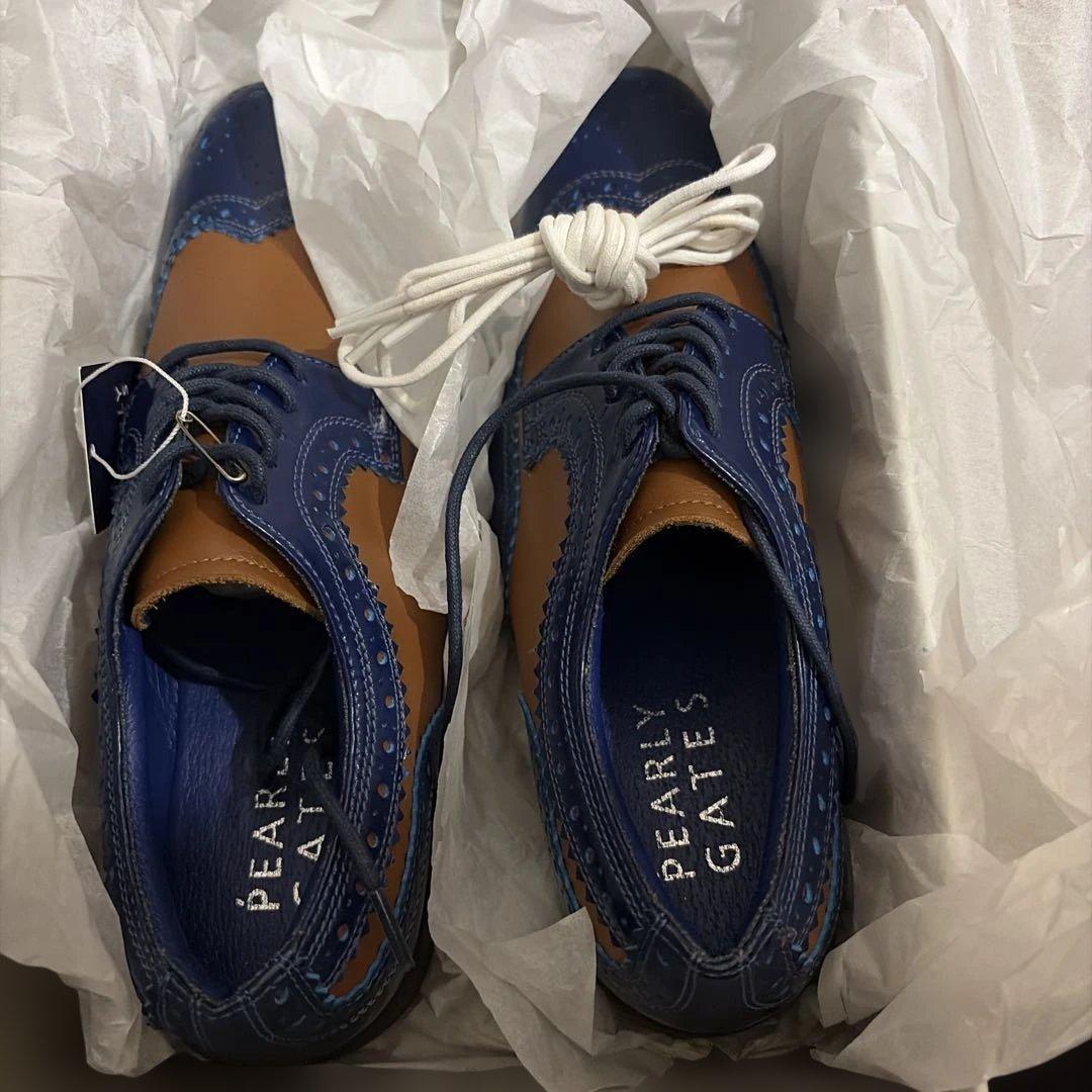 PEARLY GATES ネイビー/ブラウン オックスフォードシューズ