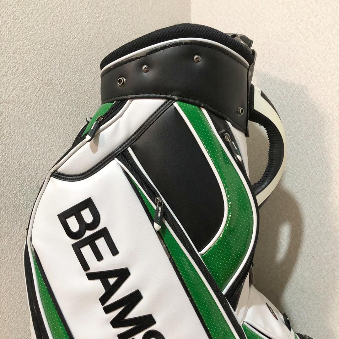BEAMS GOLF キャディバッグ ホワイト/グリーン カート 5分割