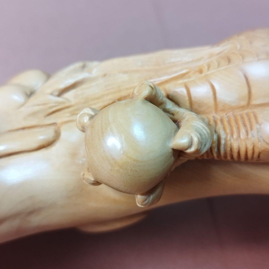 黄楊彫刻作品「皇帝龍霊芝如意」《整理番号:BU003》