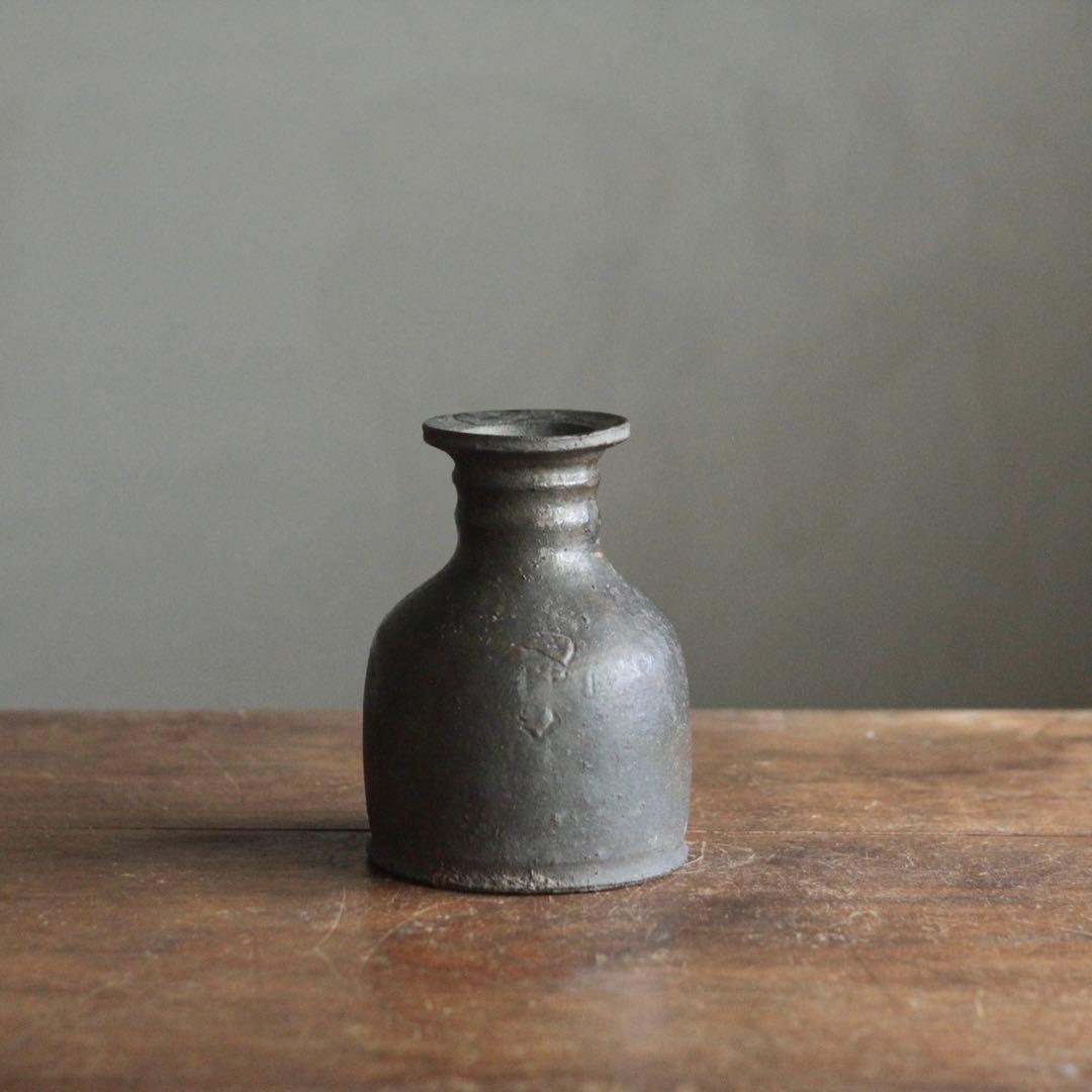 能野焼 薩摩苗代川焼 仏花器 古美術 古道具 アンティーク 花入 徳利 古薩摩