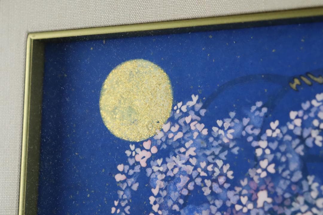 真作保証 平松礼二 「桜月」 日本画3号 共シール タトウ箱付 宵桜 傑作品