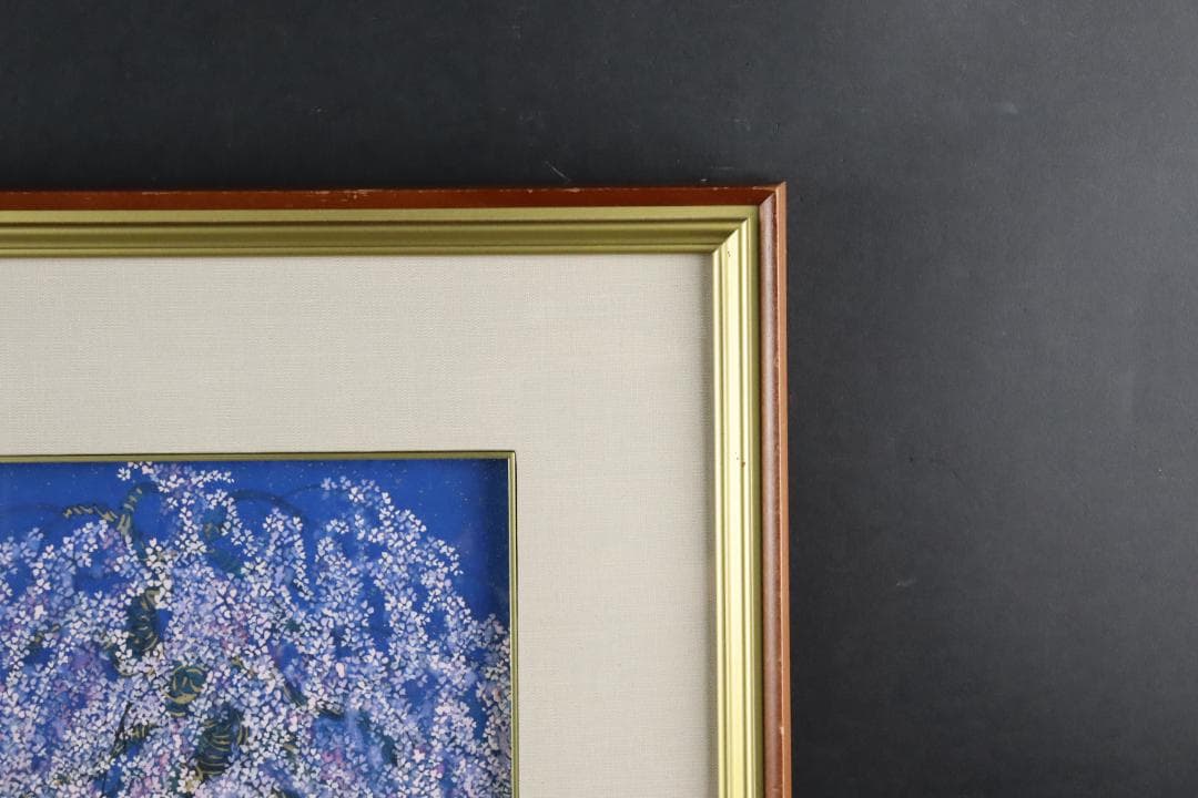 真作保証 平松礼二 「桜月」 日本画3号 共シール タトウ箱付 宵桜 傑作品