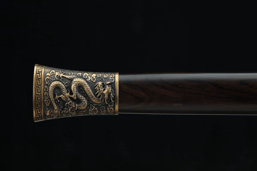 獅子竜漢剣（黒檀タイプ）古兵器   武具　刀装具　日本刀　模造刀   居合刀