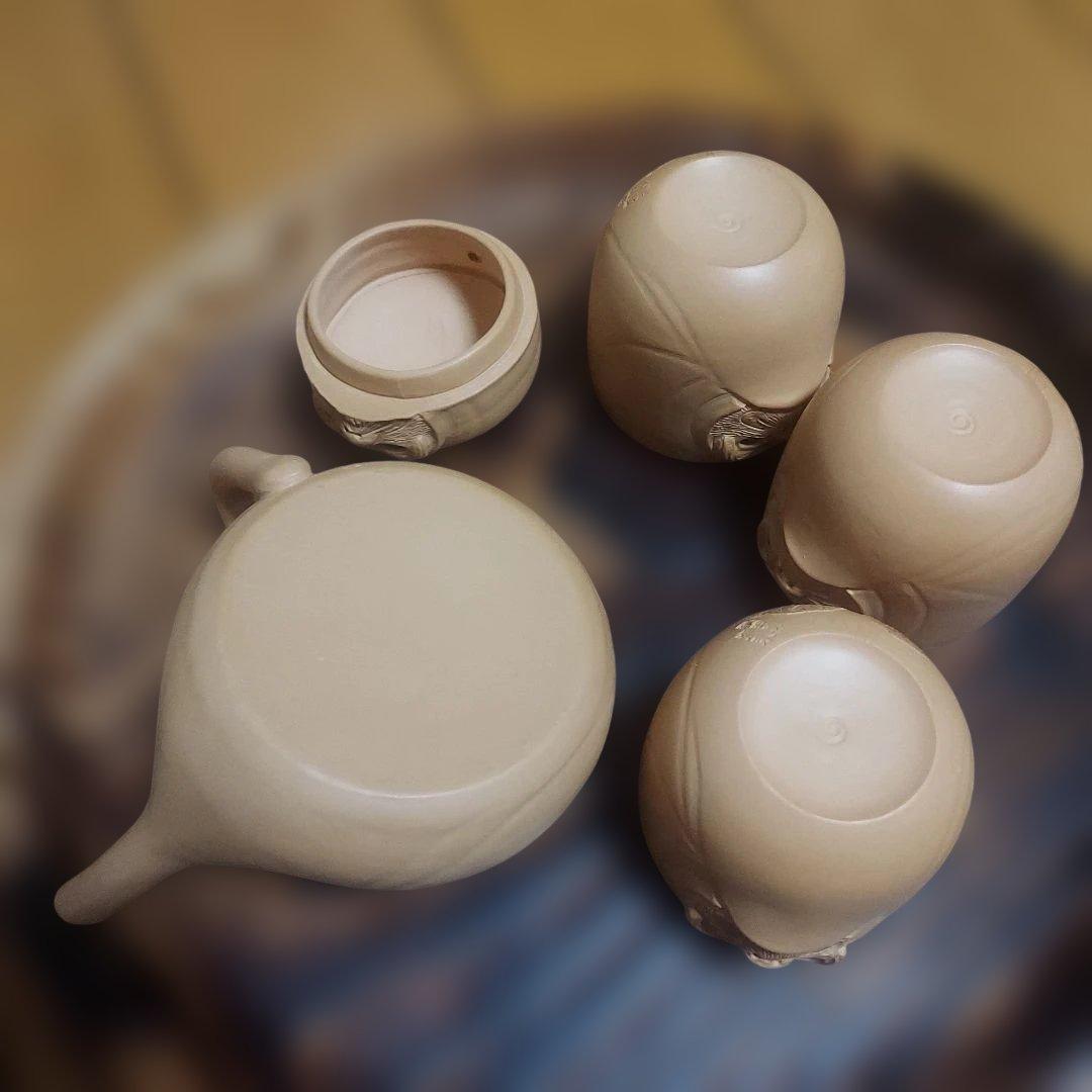 未使用　珍品　茶器　昭和レトロ　レア　からくり　民芸　秋田焼　道楽　達磨　4点