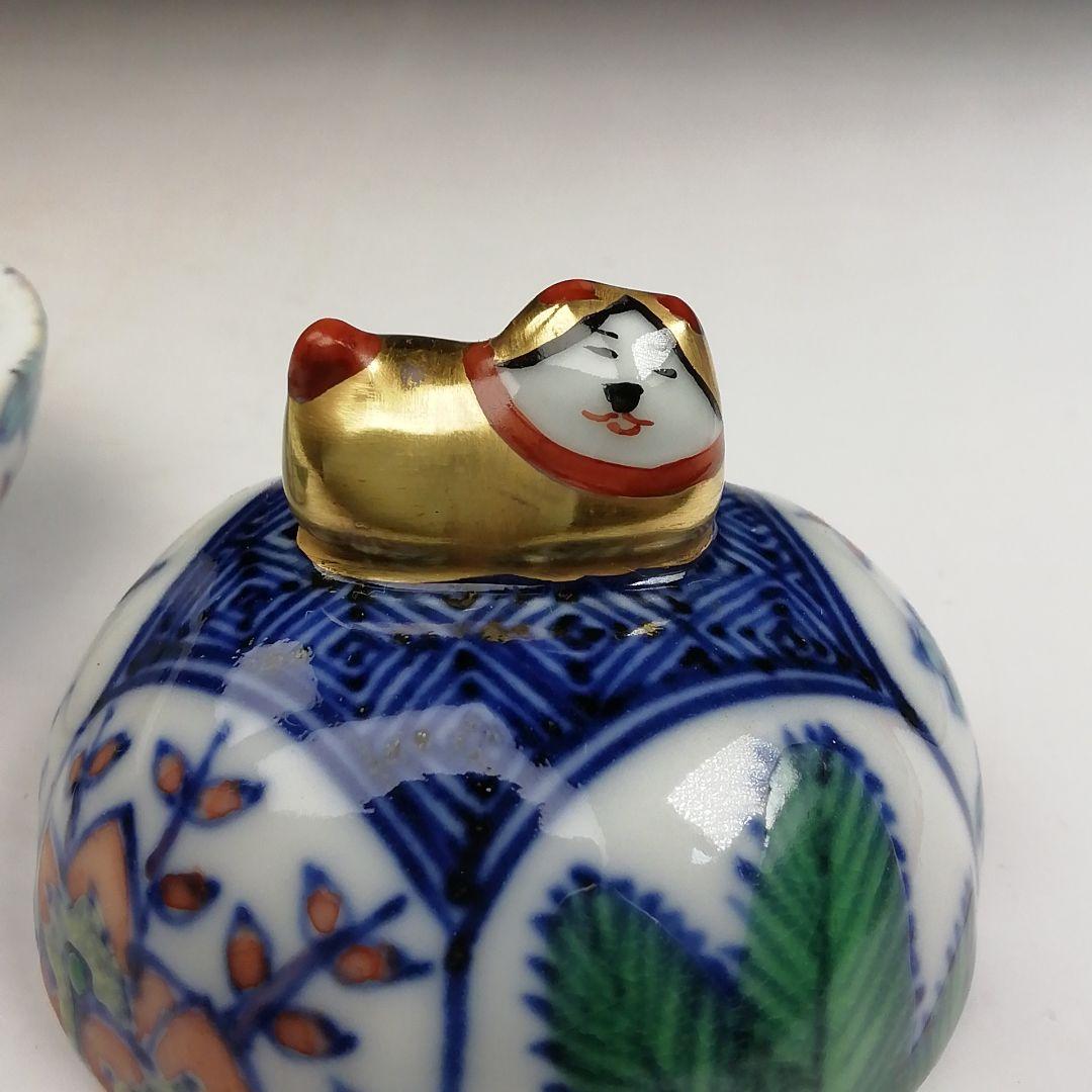 Ｔ８３９　香合　『干支　色絵　戌』『平安　高野昭阿弥 造』　共箱　茶道具